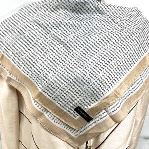 New Tag on  Burberry Miniscarf  23"x23 Silk Cotton Beige White Logo Printed (63)
